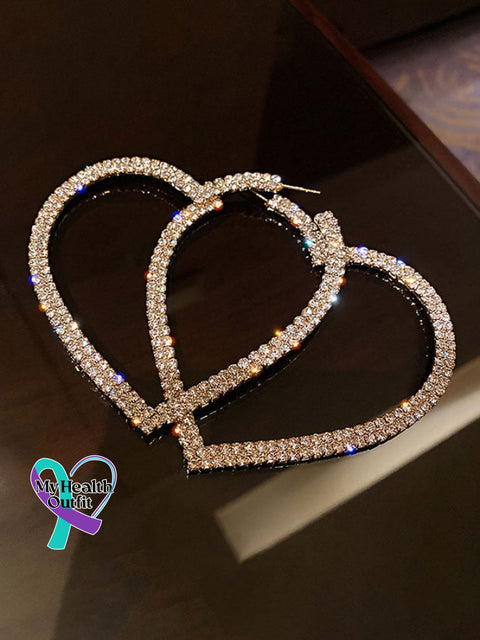 Women’s Diamond Heart Earrings Silver / One-Size