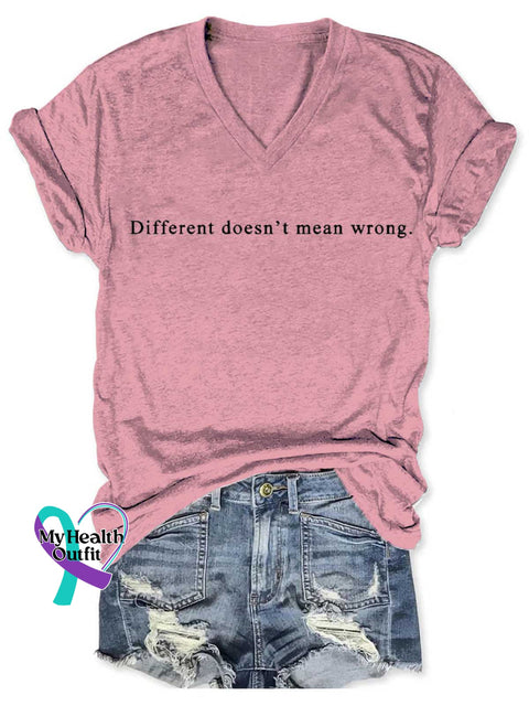 Women’s Different Doesn’t Mean Wrong Art V neck Casual T Shirt Pink / S