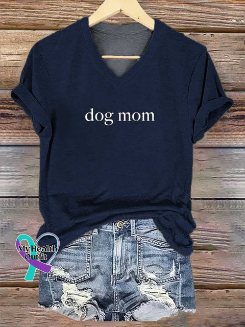 Women’s Dog Mom V-neck Casual T-Shirt Blue / S