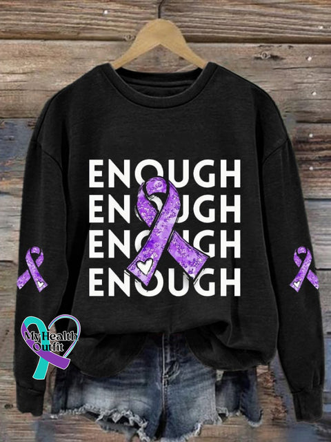Women’s Domestic Violence Awareness Printed Casual Crew Neck Sweatshirt Black / S
