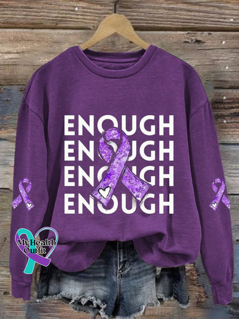 Women’s Domestic Violence Awareness Printed Casual Crew Neck Sweatshirt Purple / S
