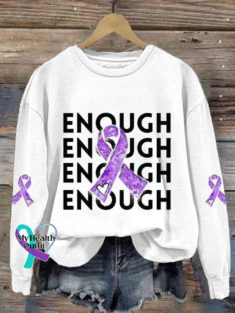 Women’s Domestic Violence Awareness Printed Casual Crew Neck Sweatshirt White / S
