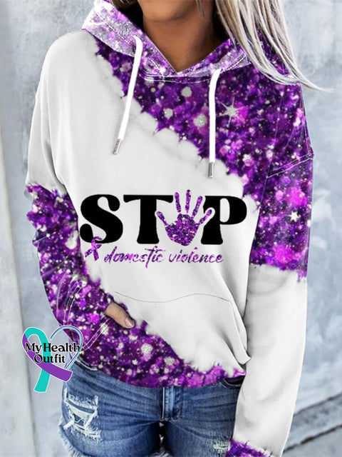 Women’s Domestic Violence Awareness Sequin Printed Casual Sweatshirt Purple / S