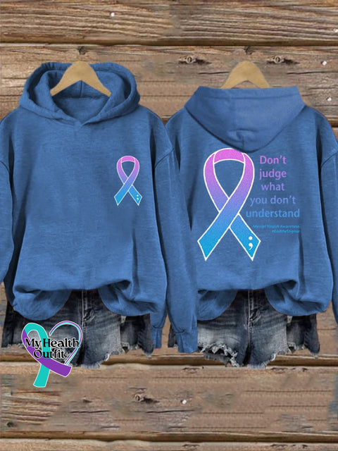 Women’s Don’t Judge What You Understand Mental Health Awareness Hoodie Blue / S