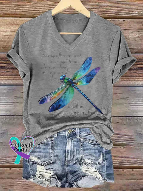 Women’s Dragonflies Are Sent As A Sign From Above To Show Us We’re Cared For To Tell Us We Are Love V-neck Casual