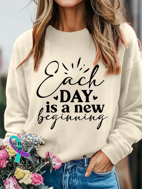 Women’s Each Day Is A New Beginning Inspirational Casual Sweatshirt Apricot / S