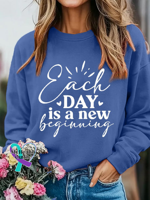 Women’s Each Day Is A New Beginning Inspirational Casual Sweatshirt Blue / S