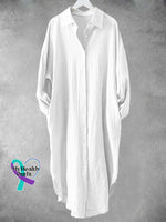 Women’s Eight Colors Available Art Print Long Pocket Skirt White / S