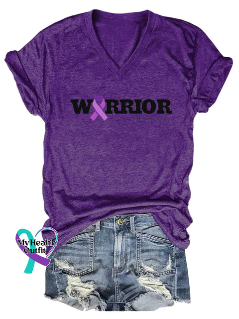 Women’s Epilepsy Awareness Warrior We Wear Purple For Epilepsy V-neck Casual T-Shirt DarkPurple / S