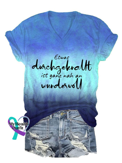 Women’s Etwas Wechsel Print V-Neck T-Shirt Blue / S