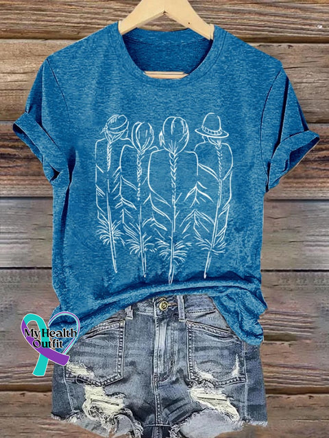 Womens Every Child Matters Feather Back Print Crew Neck Short Sleeve T-Shirt Blue / S