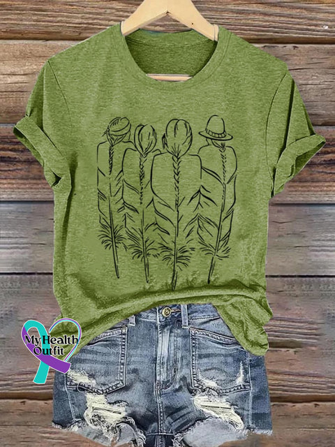 Womens Every Child Matters Feather Back Print Crew Neck Short Sleeve T-Shirt Green / S