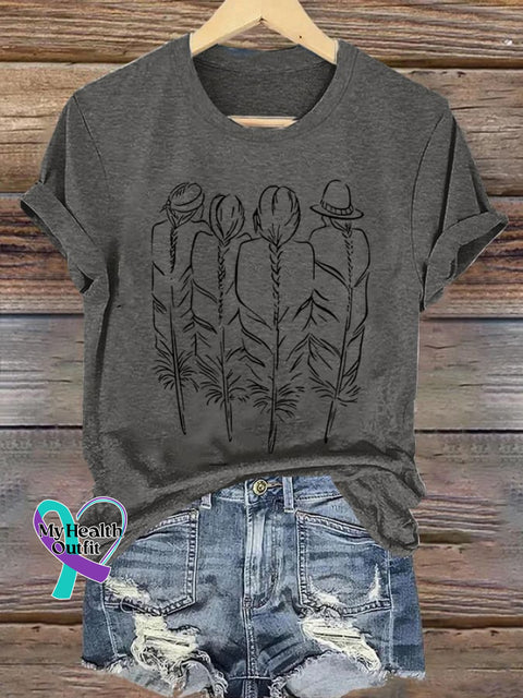 Womens Every Child Matters Feather Back Print Crew Neck Short Sleeve T-Shirt Grey / S
