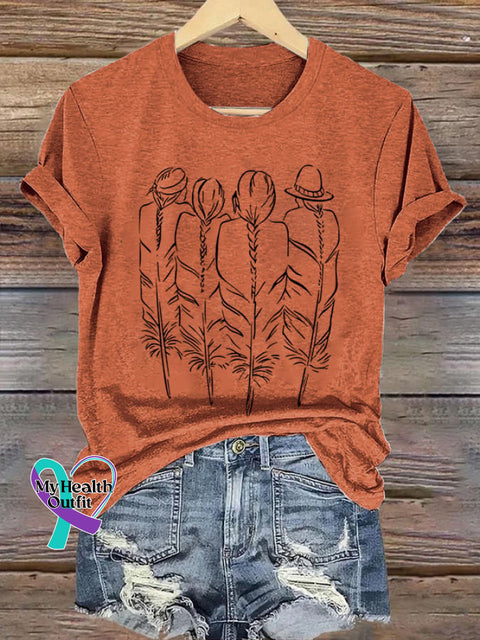 Womens Every Child Matters Feather Back Print Crew Neck Short Sleeve T-Shirt Orange / S