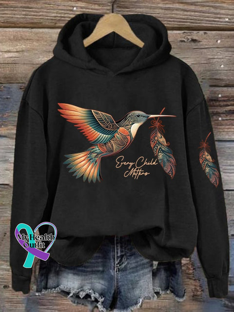 Women’s Every Child Matters Printed Long Sleeve Hoodie Black / S