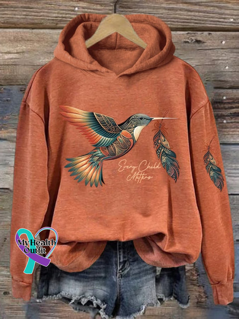 Women’s Every Child Matters Printed Long Sleeve Hoodie Orange / S