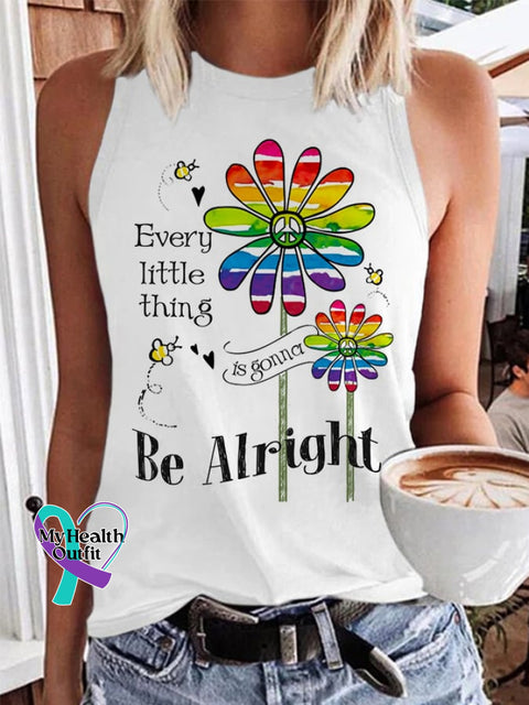 Women’s Every Little Thing Is Gonna Be Alright Hippie Casual Vest White / S