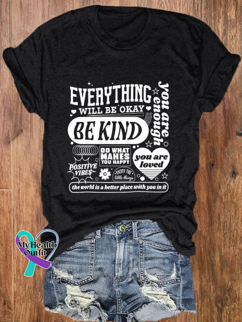 Women’s Everything Will Be Okay Print T-Shirt Black / S