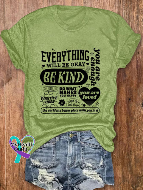 Women’s Everything Will Be Okay Print T-Shirt Green / S