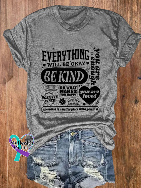 Women’s Everything Will Be Okay Print T-Shirt Light Grey / S