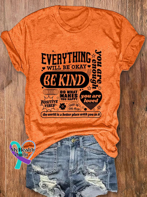Women’s Everything Will Be Okay Print T-Shirt Orange / S