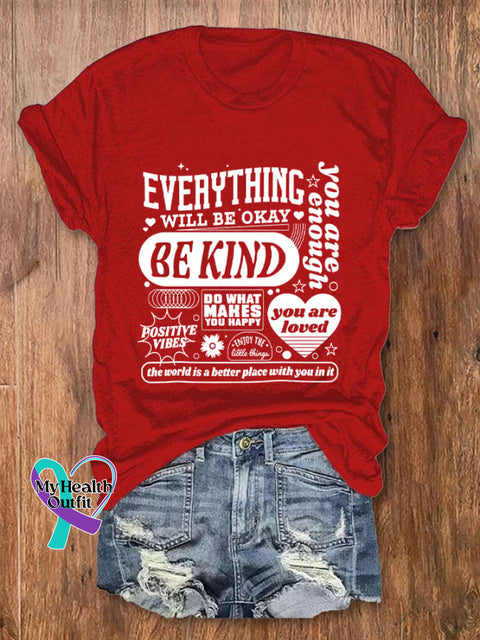 Women’s Everything Will Be Okay Print T-Shirt Red / S