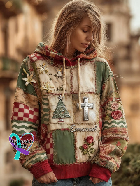 Women’s Faith Christmas Floral Print Hoodie Picture 1 / S