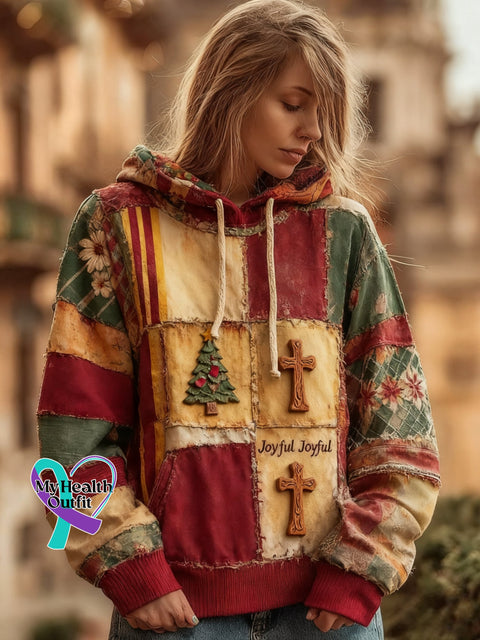 Women’s Faith Christmas Floral Print Hoodie Picture 1 / S