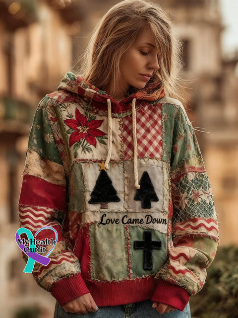 Women’s Faith Christmas Floral Print Hoodie Picture 1 / S