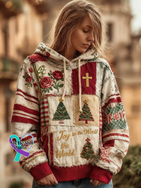 Women’s Faith Christmas Floral Print Hoodie Picture 1 / S