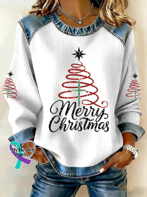 Women’s Faith Cross Christmas Print Casual Sweatshirt White / S