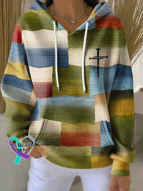 Women’s Faith Cross Contrasting Print Casual Sweatshirt As shown / S