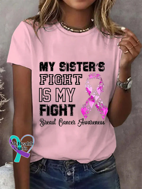 Women’s Faith Hope Love Breast Cancer Print Casual T-Shirt Pink / S