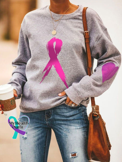 Women’s Fans With Breast Cancer Care Month Casual Sweatshirt Light Grey / S