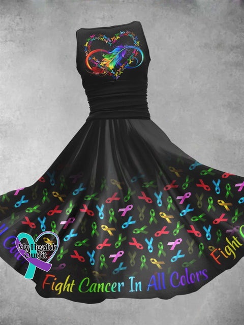 Women’s Fight Cancer In All Colors Midi Dress Color / S