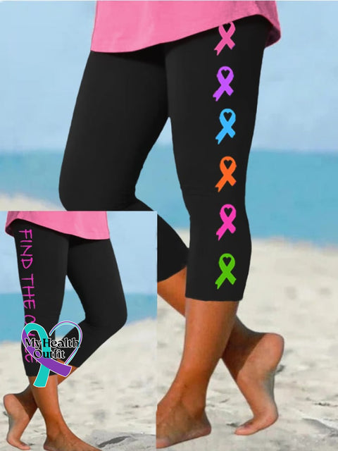 Women’s Fight The Cancer Print Casual Leggings Black / S