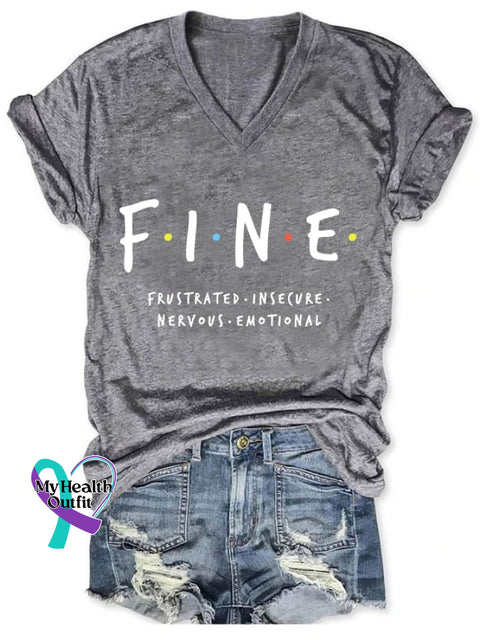 Women’s Fine Mental Health Printed Casual T-Shirt Grey / S