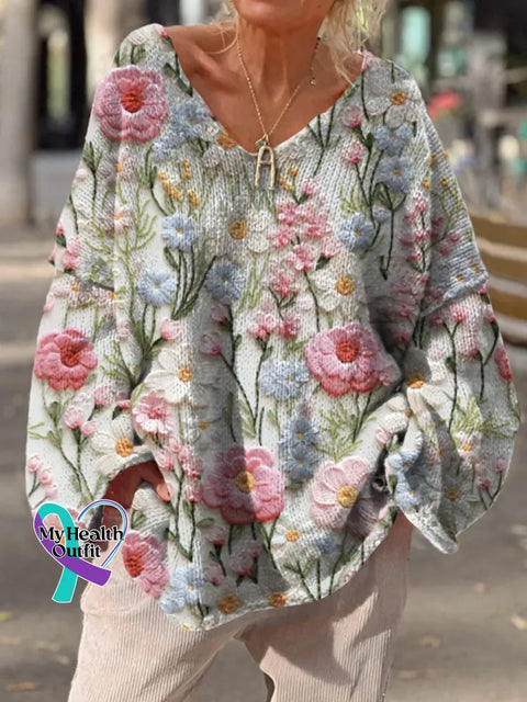 Women’s Floral Casual Pullover Sweater