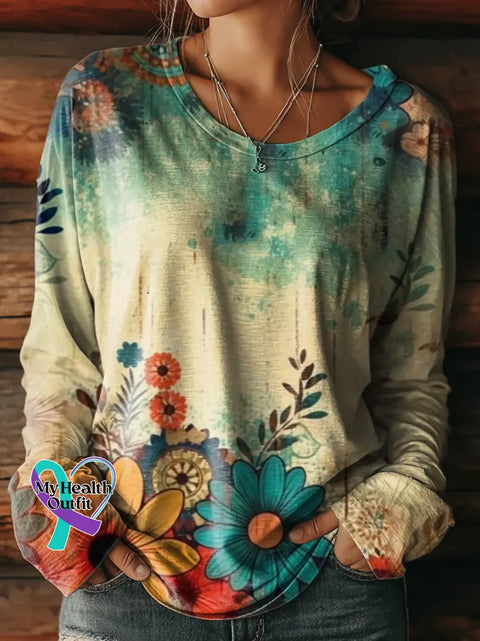 Women’s Floral Love And Peace Print Casual T Shirt Multicolor / S