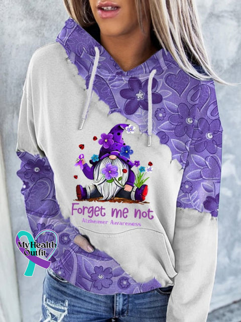 Women’s Forget Me Not Alzheimer’s Awareness Print Sweatshirt Hoodie Purple / S