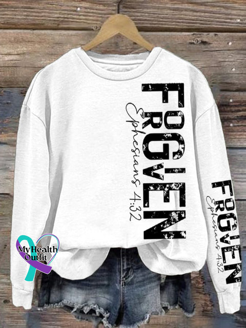 Women’s Forgiven Ephesians 4:32 Christian Faith Printed Round Neck Long Sleeve Sweatshirt White / S