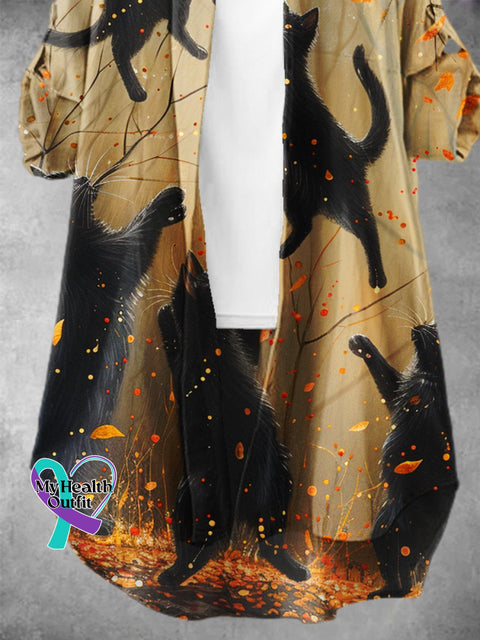 Women’s Funny Black Cat Pattern Art Print Dress