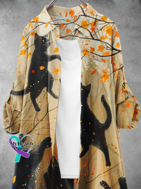 Women’s Funny Black Cat Pattern Art Print Dress