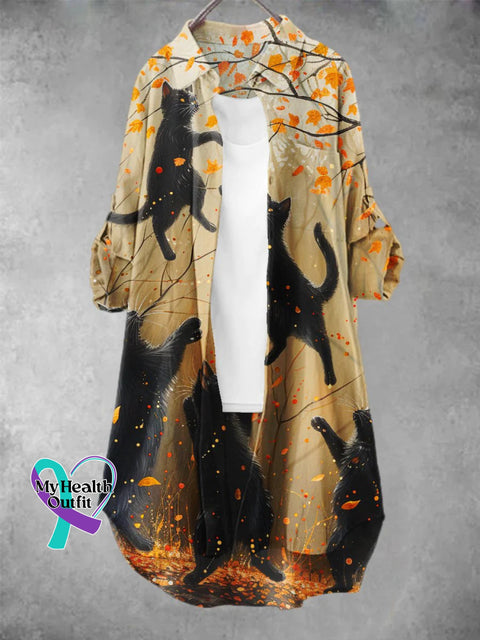 Women’s Funny Black Cat Pattern Art Print Dress Muilticolor / 2Xl