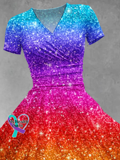 Women’s Ggbt Rainbow Gradient Art Print Design Maxi Dress