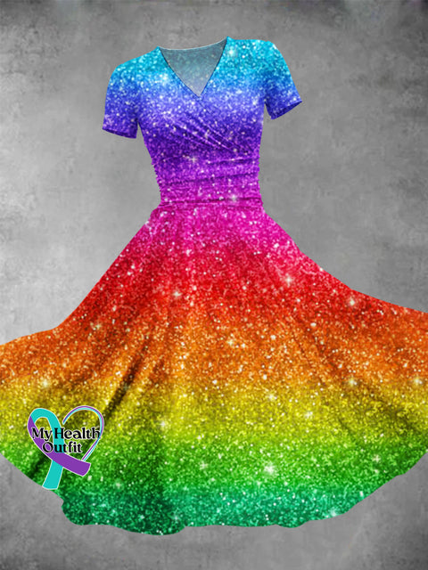 Women’s Ggbt Rainbow Gradient Art Print Design Maxi Dress Muilticolor / S