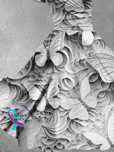 Women’s Gift Butterflies Print Art Design Maxi Dress