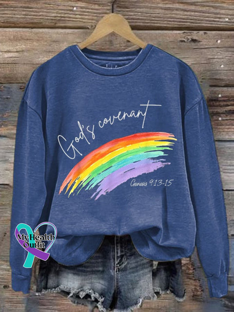 Women’s God’s Covenant Print Sweatshirt Blue / S