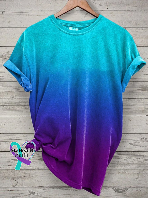 Women’s Gradient Print Casual T-Shirt Picture 1 / S