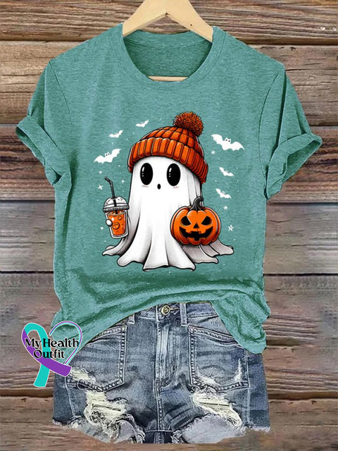 Women’s Halloween Printed Casual Crew Neck Loose T-Shirt Green / S